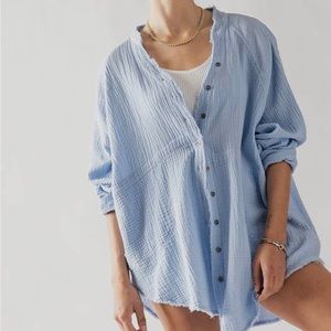 Premium Soft Frayed Hem Gauze Vintage Washed Shirt